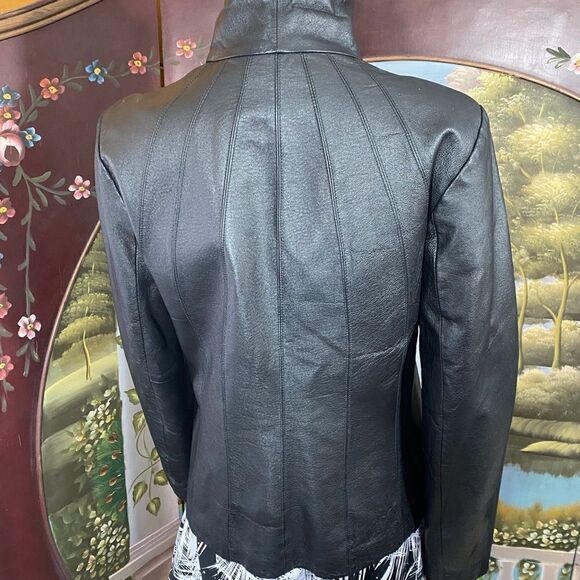 East 5th Black Leather Jacket Small - Picture 3 of 9